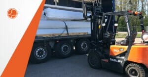 Artificial Grass Rolls Unloading with Forklift